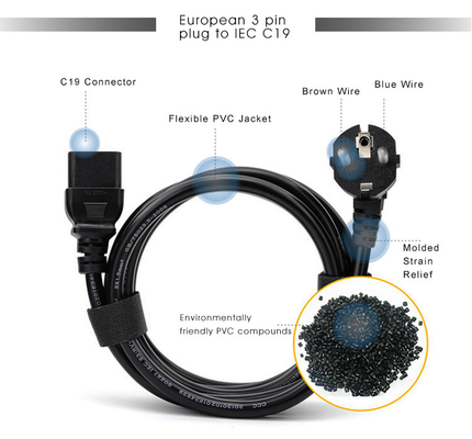کابل برق دستگاه الکترونیکی C13 C14 HO55VV-F کابل پسوند دوشاخه اتحادیه اروپا
